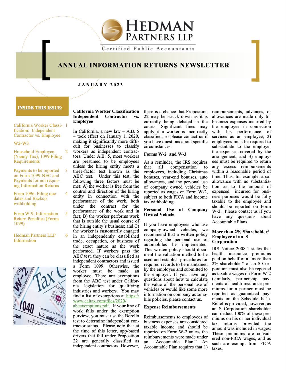 2023 Annual Information Returns Newsletter